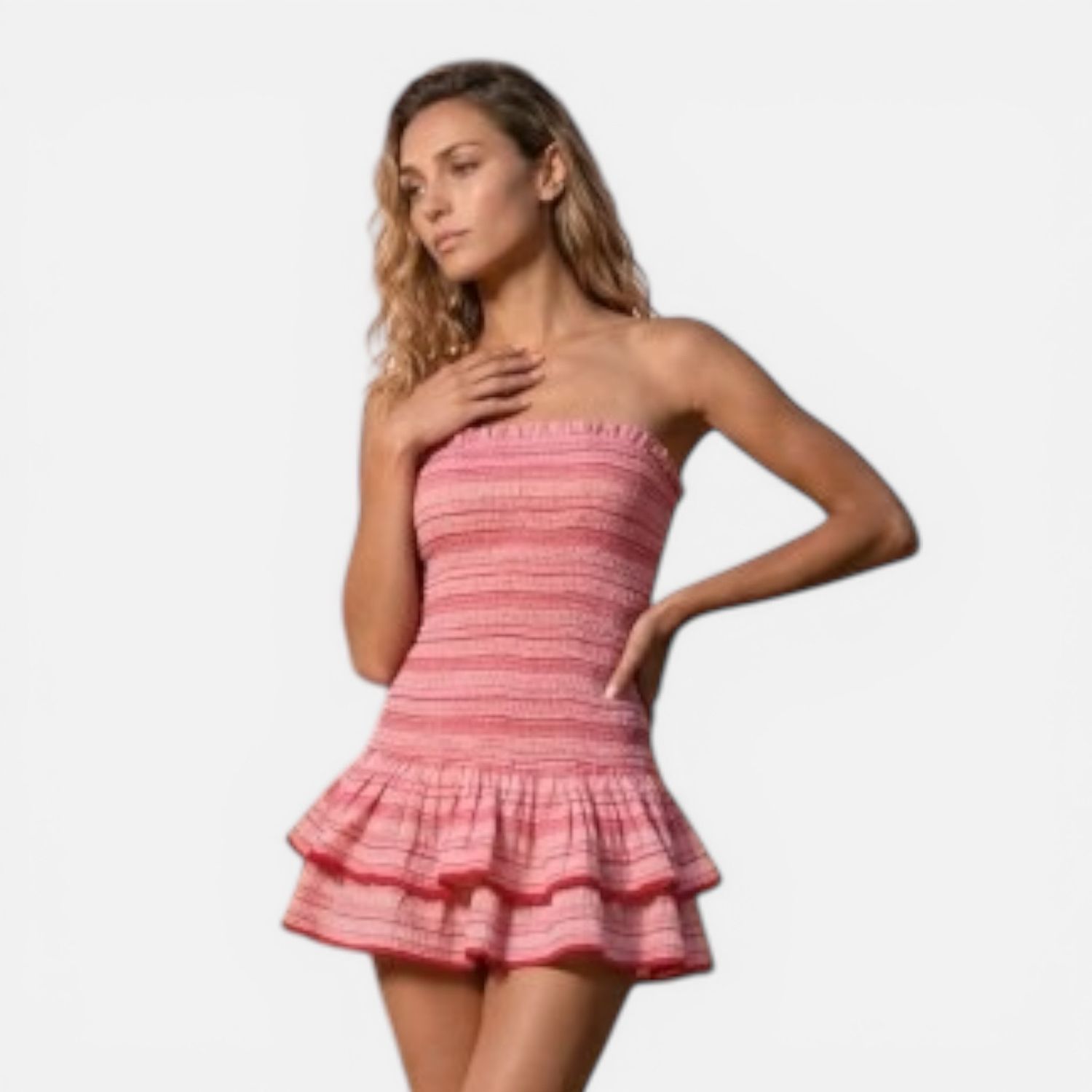 Red Stripe Smocked Mini