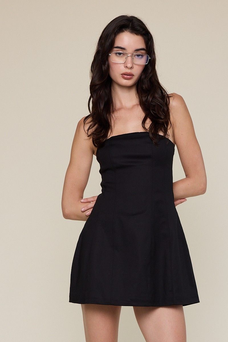 Catie Strapless Dress-Blk