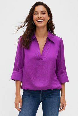Caroline Bubble Hem Blouse-Violet