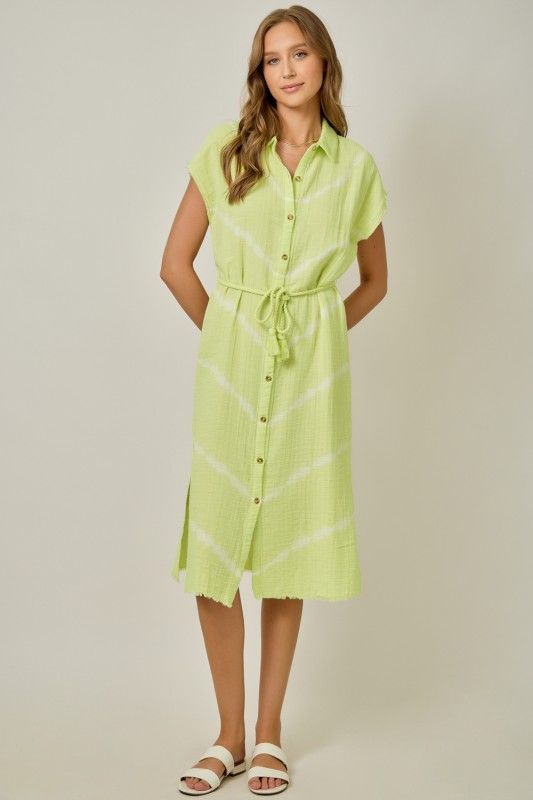 Tie Dye Shirt Dress-Green