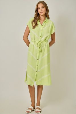 Tie Dye Shirt Dress-Green