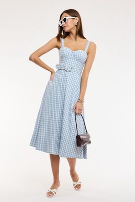 Gingham Corset Midi Dress