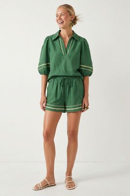 Wavy Linen Set-Green