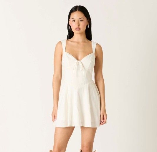 Beth Corset Top Dress-Wht
