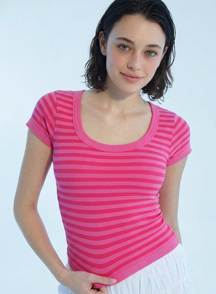 Stripe Scoop Tee-Aloha