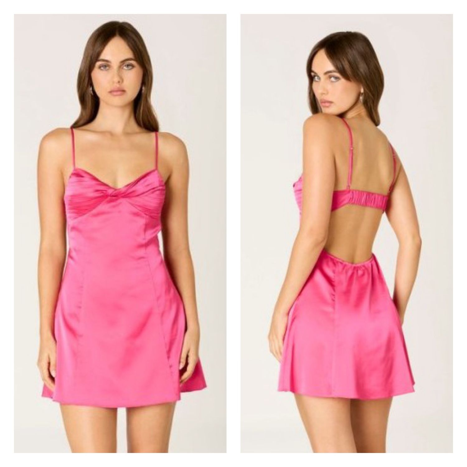 Hot Pink Satin Mini Dress