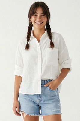 Linen Blend Rolled Sleeve