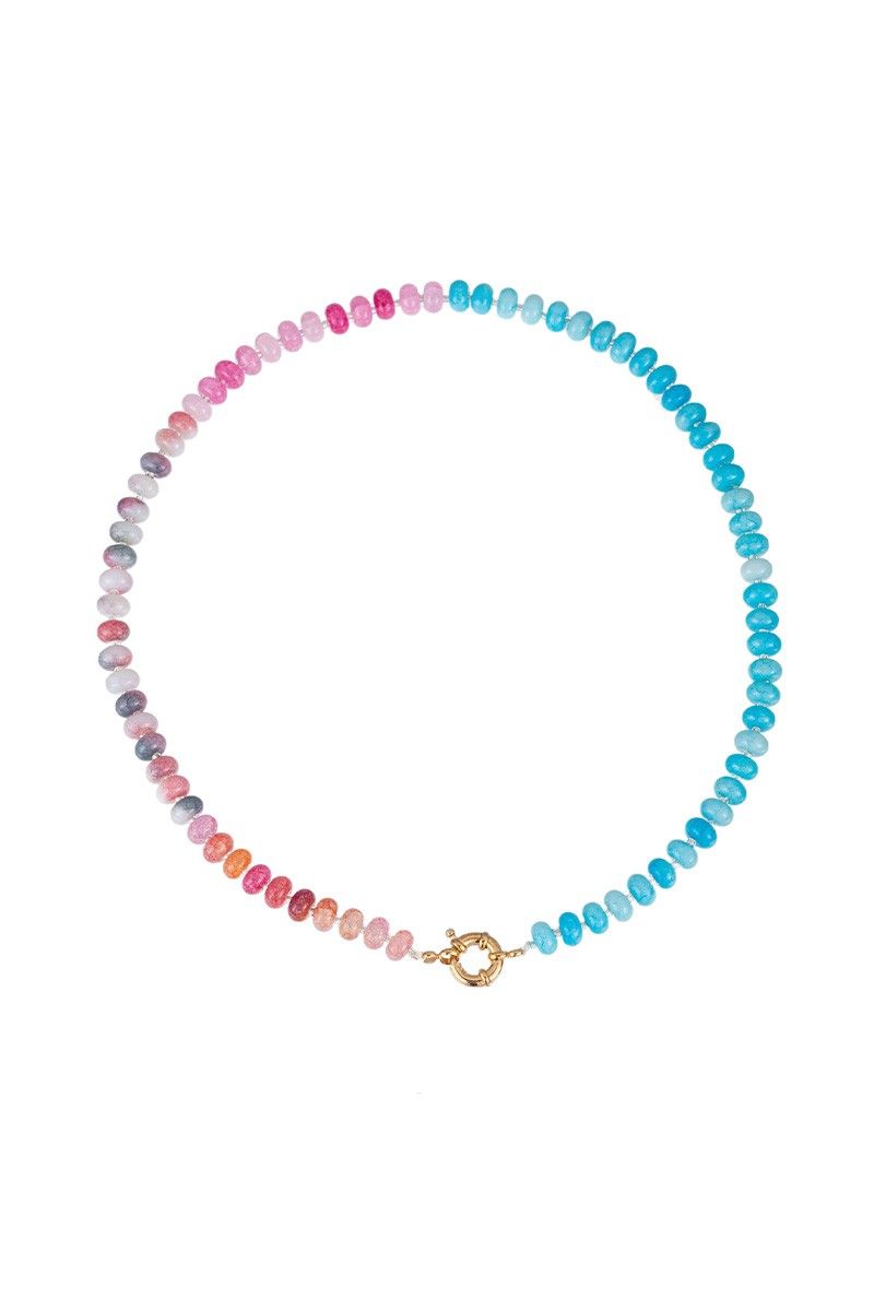 Multi Beaded Necklace-Pink