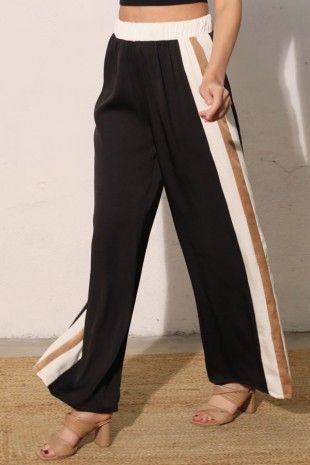 Madyln Stripe Side Pant-Blk