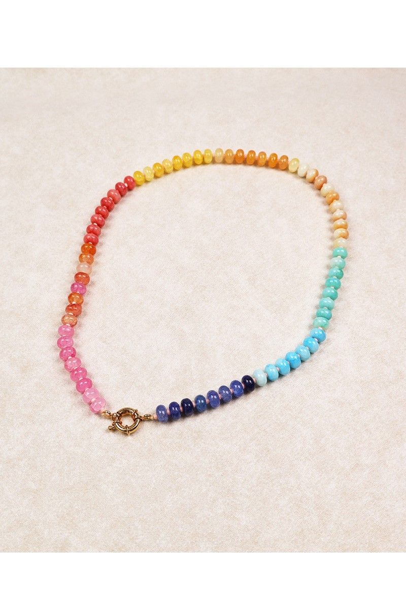 Multi Beaded Necklace-Navy