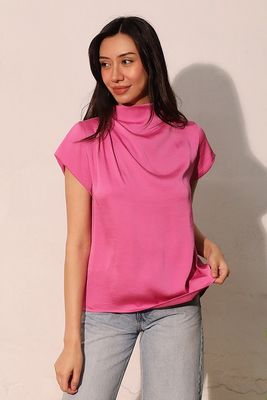 Jana Cowl Neck Top-Pink