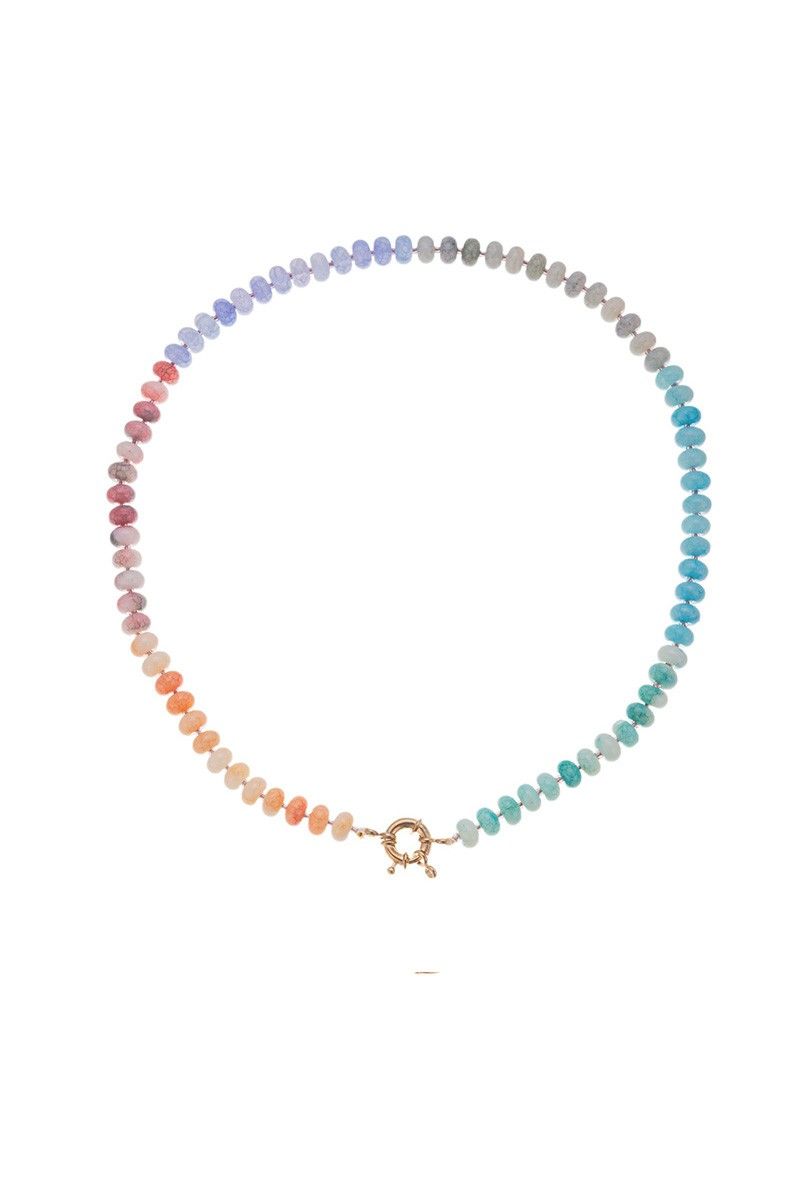 Multi Beaded Necklace-Turq