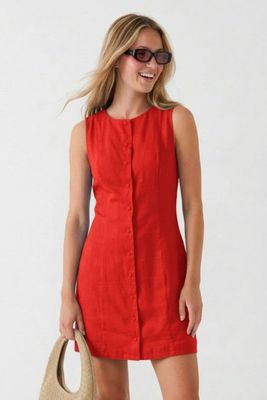 Scarlet Shift Dress-Red