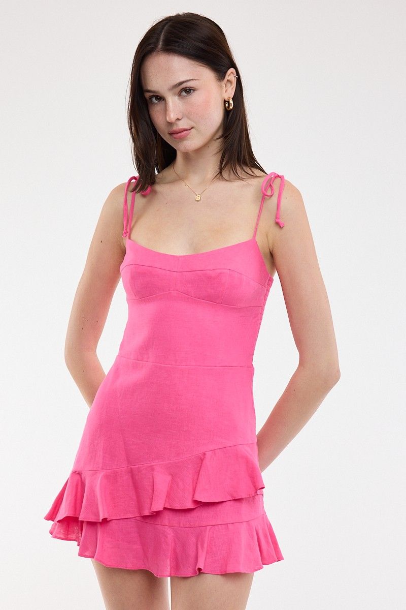 Tina Tie Shoulder Mini-Pink