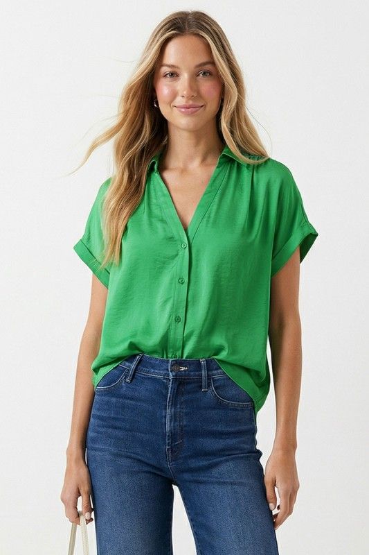 Breezy Button Down-Green