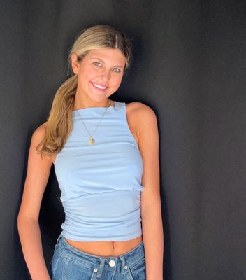 Scarlet Drape Halter Top-Blue