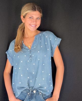 Dotty Chambray Top