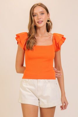 Gia Ruffle Top-Orange