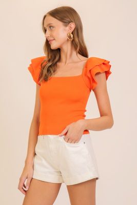 Gia Ruffle Top-Orange