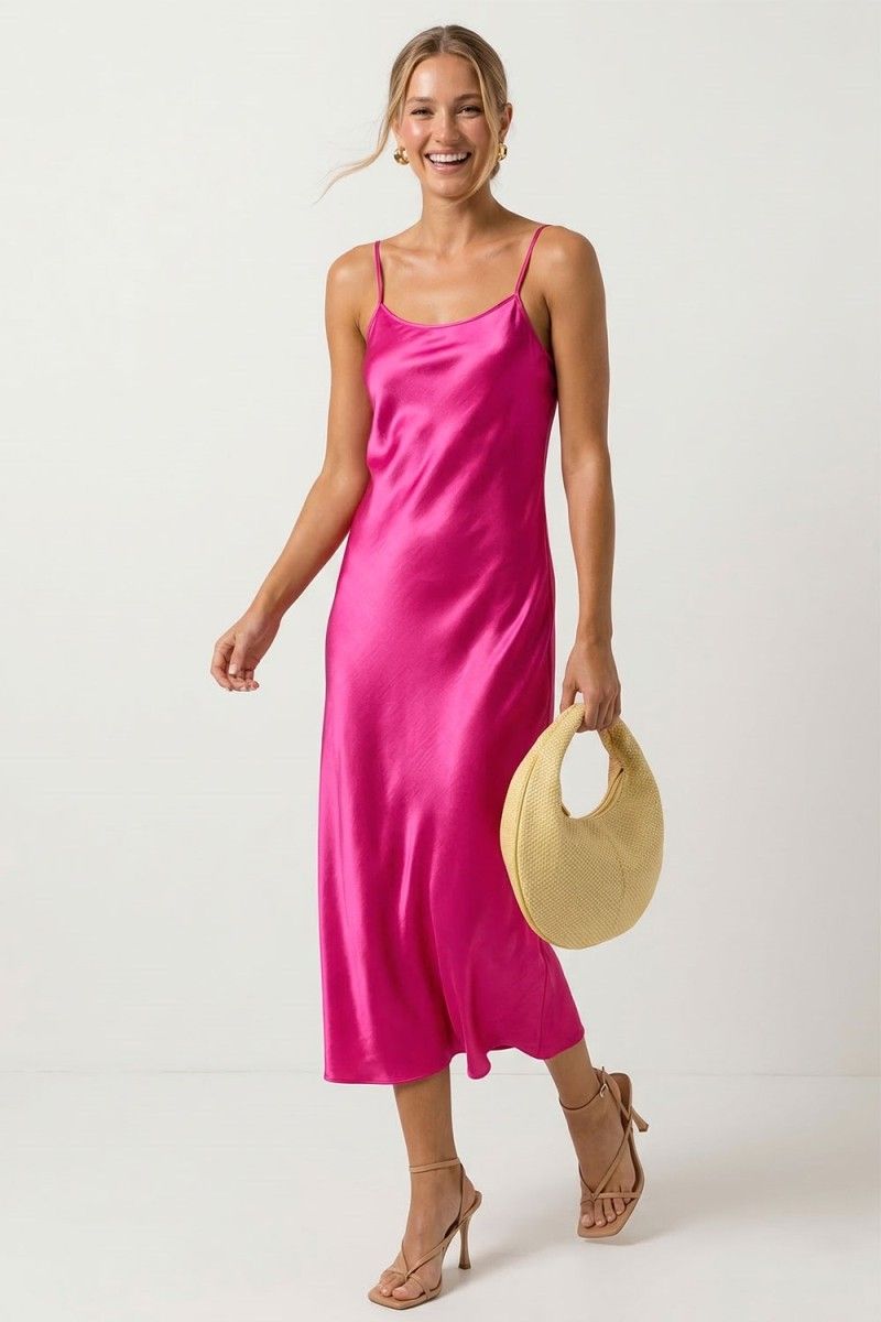 Hallie Slip Dress-Pink