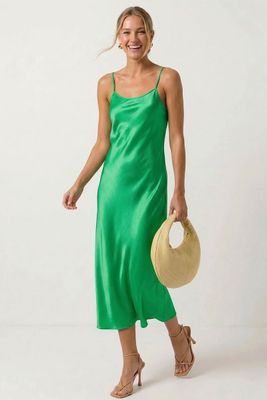 Hallie Slip Dress-Green