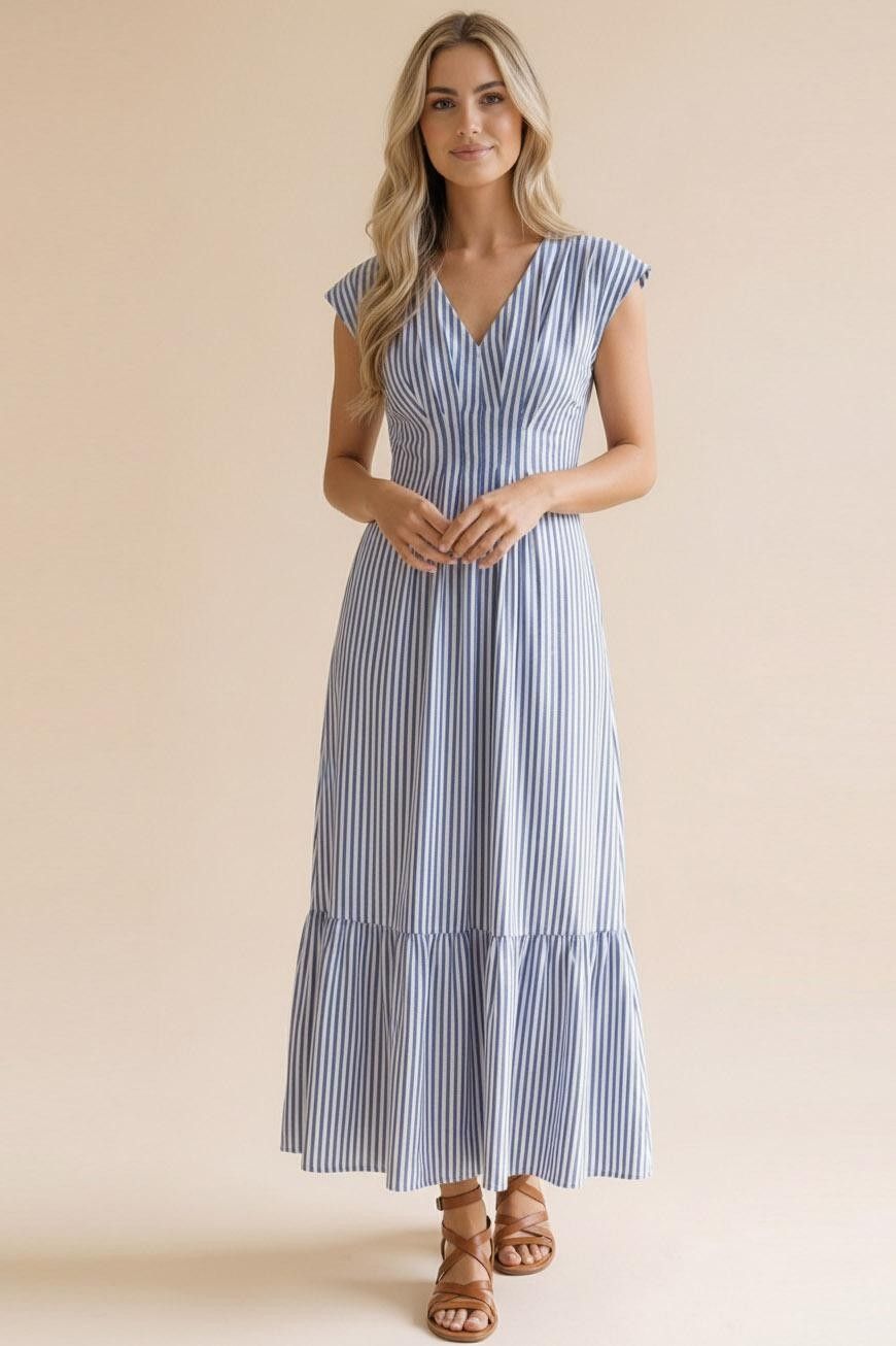 Rochelle Stripe Maxi-Blue