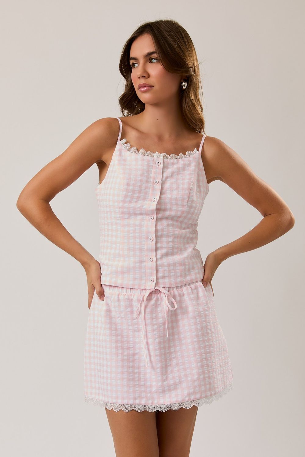 Leah Gingham Set-Pink