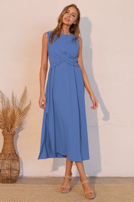Crepe Twisty Maxi-Blue