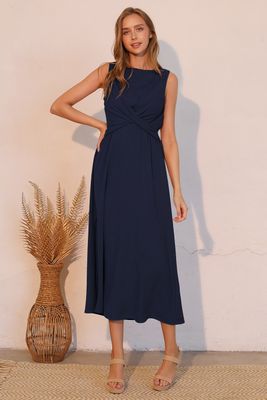 Crepe Twisty Maxi-Navy