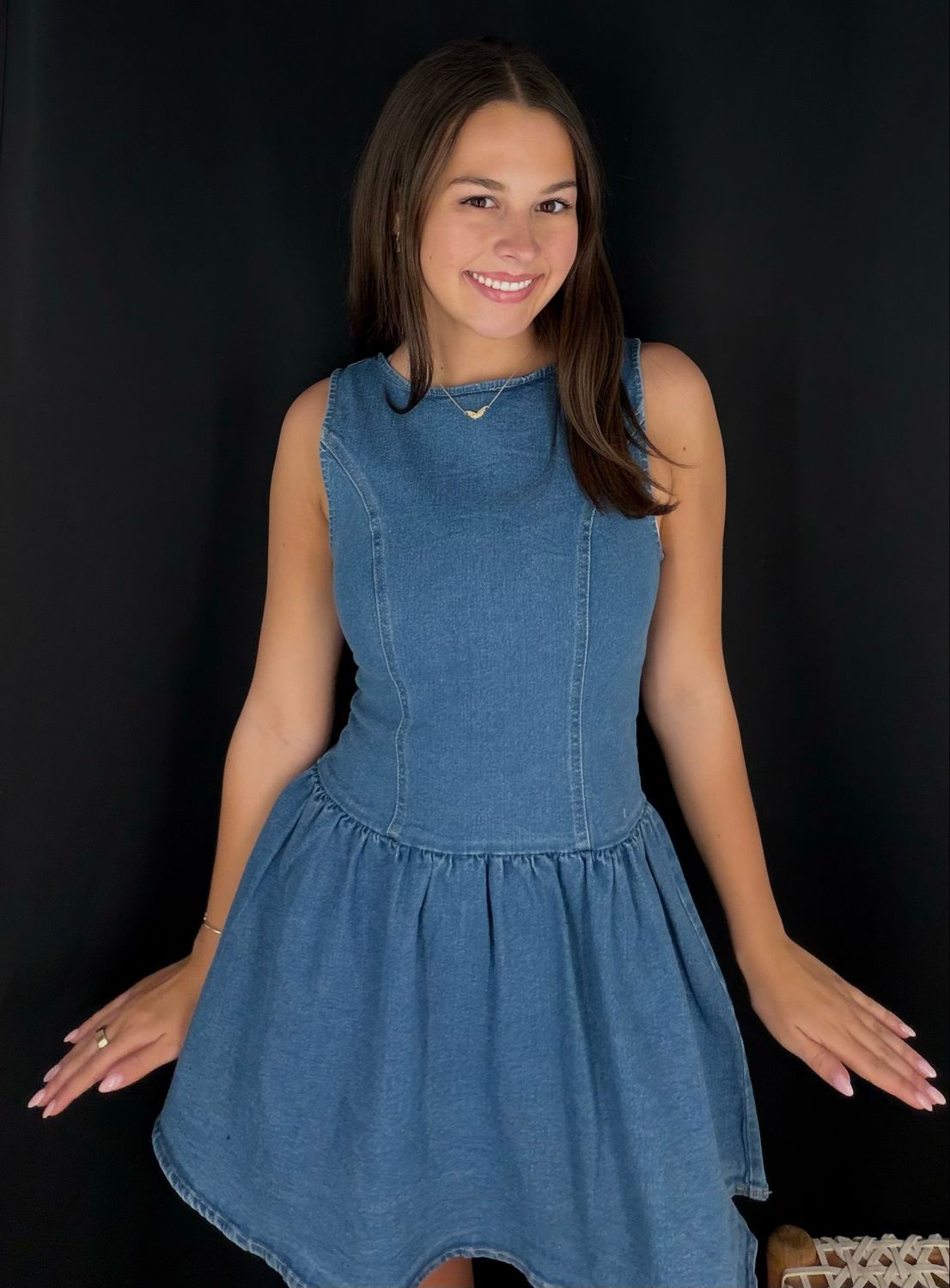 Darla Drop Waist Denim-Blu