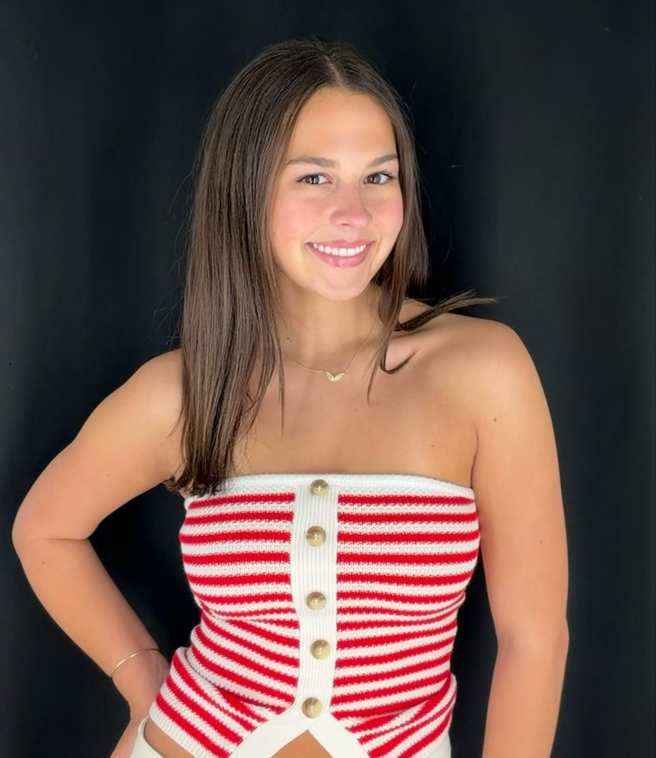 Sweater Knit Stripe Tube-Red