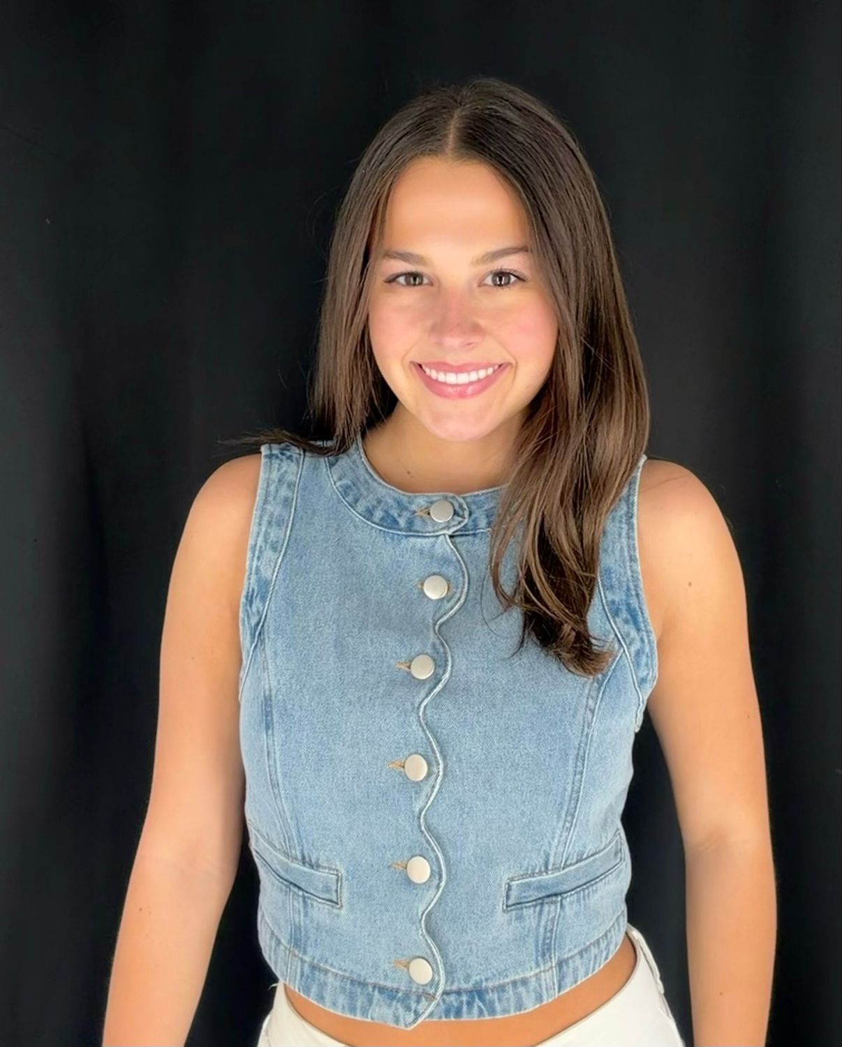 Scallop Denim Top-Med