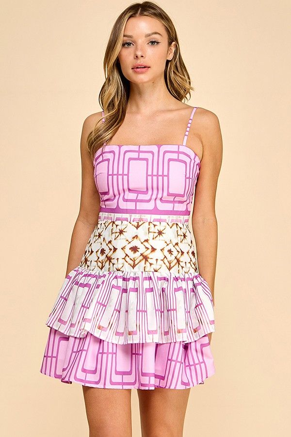 Lilac Mixed Print Dress