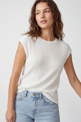 Riley Ribbed Sweater-Wht