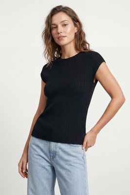 Riley Ribbed Sweater-Blk