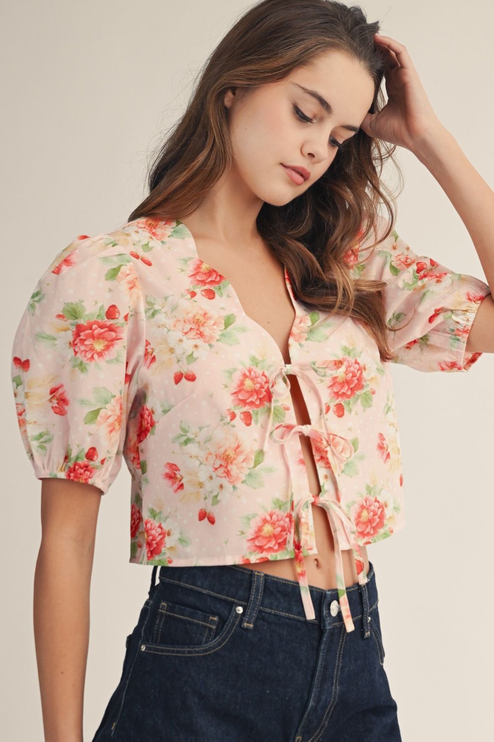 Vintage Floral Puff Sleeve Blouse
