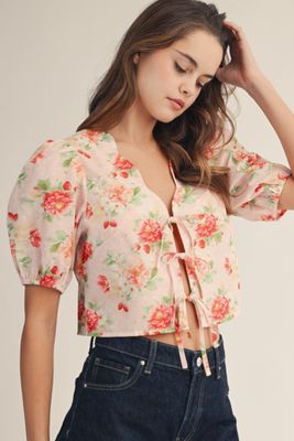 Vintage Floral Puff Sleeve Blouse