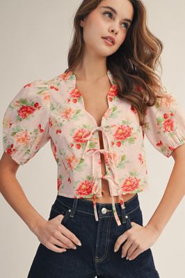 Vintage Floral Puff Sleeve Blouse