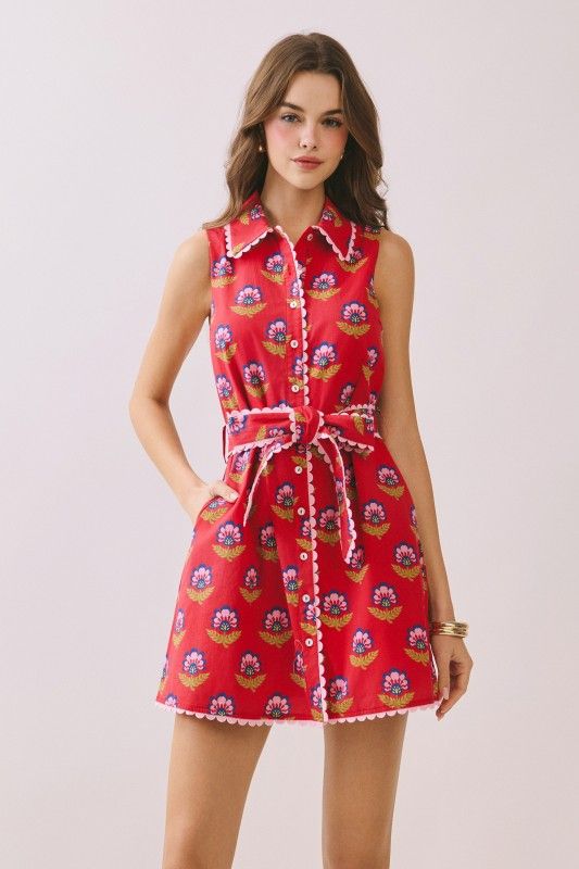 Mallory Floral Dress-Red