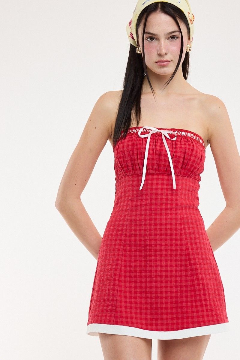 Red and White Mini Dress