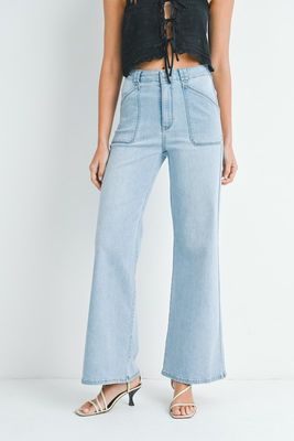 Lt Wash Patch Pocket Wide Leg