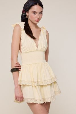 Kady Tie Shoulder Dress-Yellow
