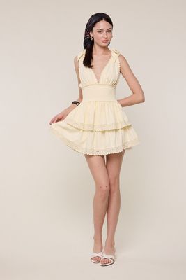 Kady Tie Shoulder Dress-Yellow