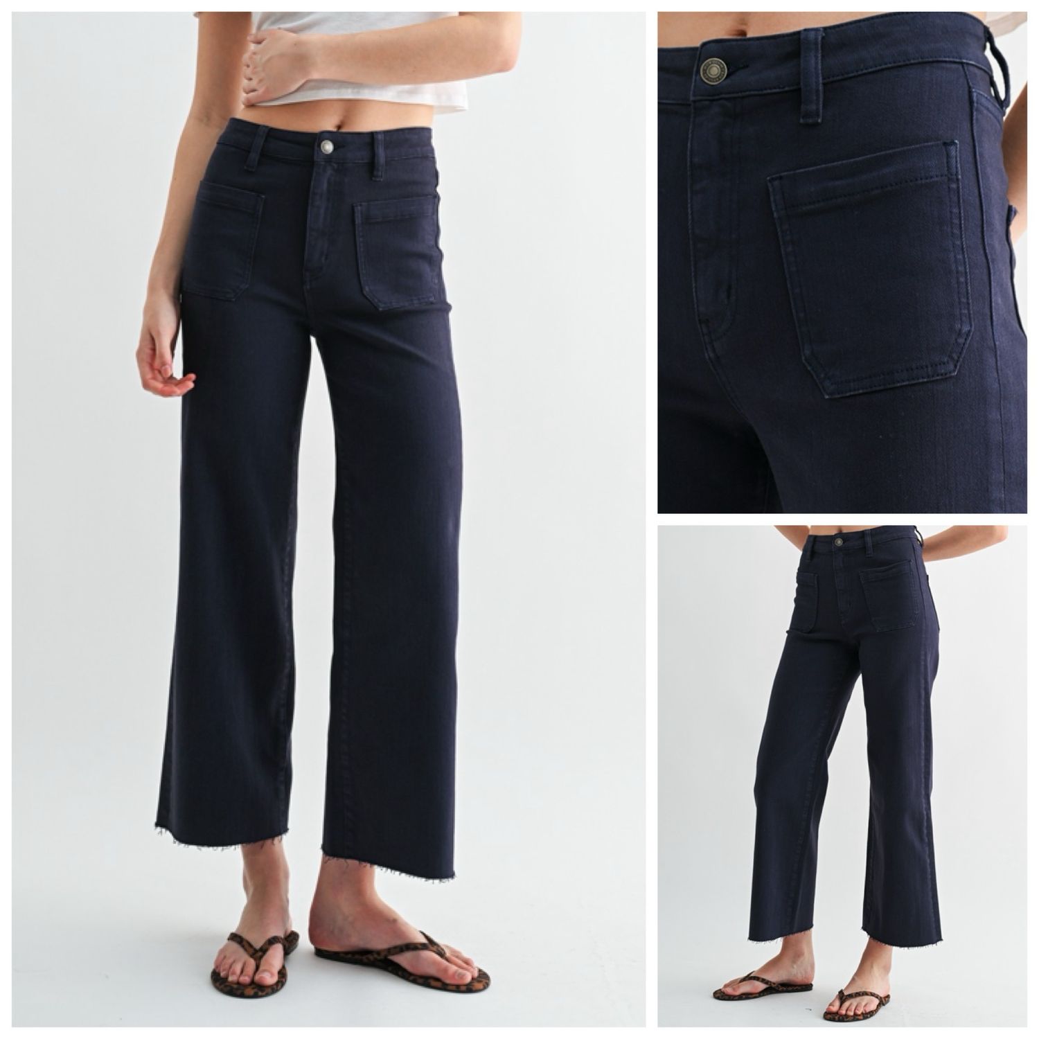 Navy Pick Pocket Wide Leg