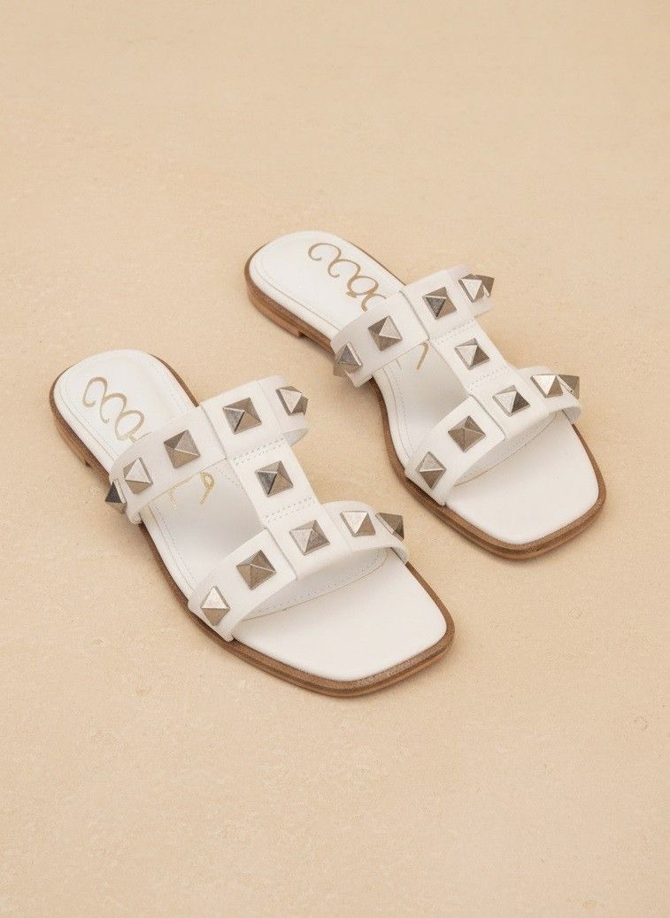 White Studded Slide