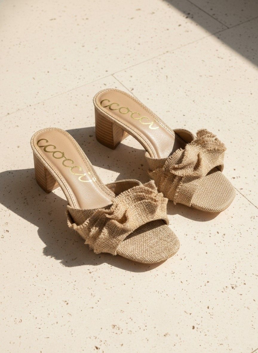 Raffia Ruffle Heel