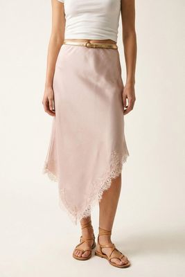 Lacy Satin Skirt-Blush