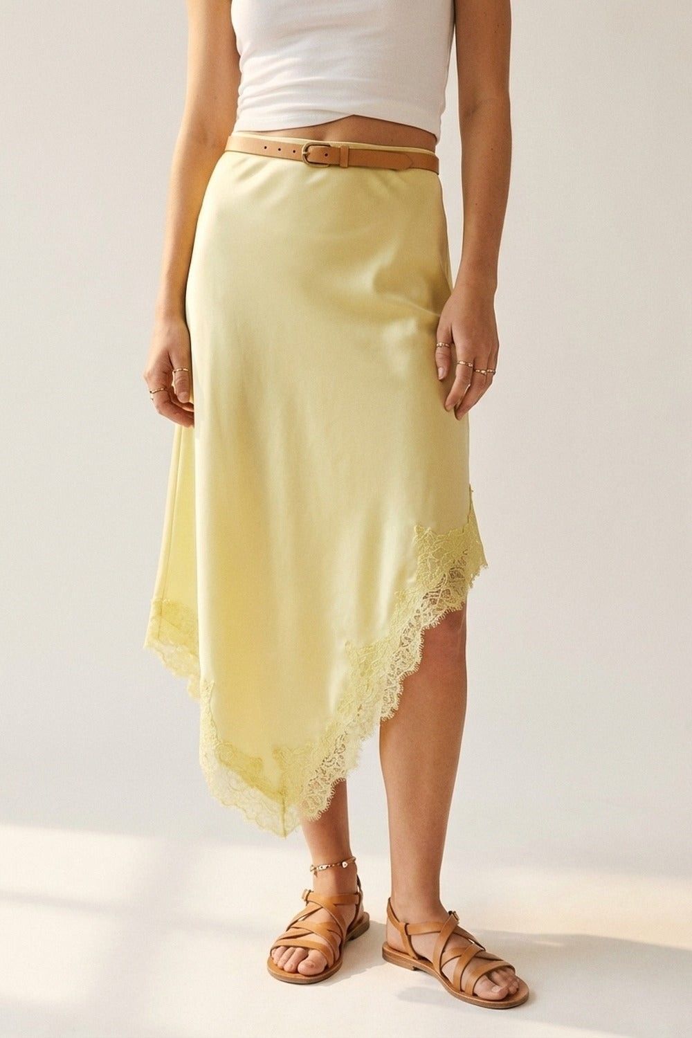 Lacy Satin Skirt-Yellow