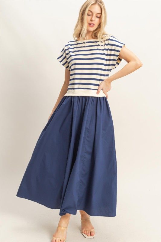 Saturday Stroll Maxi Dress-Nvy