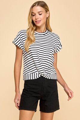 Twisty Stripe Top-Blk